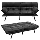 COSTWAY Klappbares Schlafsofa, Sofa mit Schlaffunktion, umwandelbares Schlafcouch mit Verstellbarer Rückenlehne, Bettsofa mit großer Liegefläche von 182 x 106,5 cm für Wohnzimmer (Schwarz)