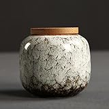 XuRX Keramik-Lebensmittel-Vorratsdose luftdicht mit Deckel aus natürlichem Bambus, Teedose, Aufbewahrungsdose für Kaffee, Tee, Keramik, hellblau, Einheitsgröße (Color : B)