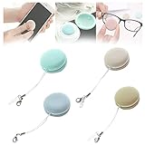 Hitoxi 4pcs Macaron Mobile Phone Screen Cleaning,Mini Candy Color Glasses Mobile Phone Screen Wipe Brush with Portable Keychain,Creative Macaron Candy Colors Mobile Phone Cleaning Wipe Brush