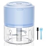 EZCO Elektrisch Zerkleinerer Küche, 200ml Mini Knoblauchhacker Gemüsezerkleinerer Multizerkleinerer Zwiebelschneider Universalzerkleinerer, Aid Food Processor Chopper für Fleisch, Gemüse