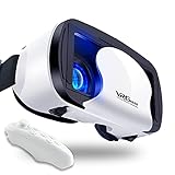 VR Brille Handy Virtual Reality mit Fernbedienung, 3D VR-Brille Erleben Sie Spiele und 360 Grad Filme in 3D mit weicher & komfortabler VR Brille Glasses für Phone Android 5~7 inch-White