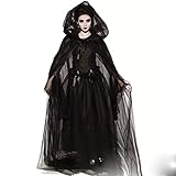 shandianniao Damen Geist Braut kostüm Cosplay Vampir Kleid Halloween hexen verkleidung Fasching Karneval Horror zombiebraut schwarz geisterbraut gruselig dämonen für Erwachsene (Color : B, Size : L)
