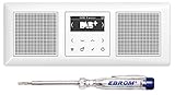 JUNG DAB+ Digitalradio Unterputzradio (Radio) DABAWW alpinweiß glänzend Komplett-Set + 2 x Unterputz Lautsprecher alpinweiß - inkl. EBROM Phasenprüfer zur Montage des Radios