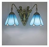 GAUUA Tiffany -Stil Buntglas Wandleuchte, Vintage Bronze Finishwandbeleuchtung Für Innenkorridor Schlafzimmer Bett Badezimmer