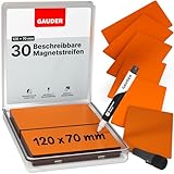 GAUDER Magnetstreifen beschreibbar | Magnetschilder zum Beschriften | Magnetkarten für Kanban Board, Whiteboard & Tafel (120 x 70 x 0,8 mm)