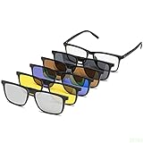 YQJY Sonnenbrille Fünfteilige,polarisierte Sonnenbrille Magnetische Clip-on Brillengläser, Magnetische Clips Set Pc Brillengestell Für Outdoor-aktivitäten, Autofahren, Radfahren, Angeln,L