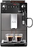 Melitta Avanza F270 - 100 Kaffeevollautomat mit integriertem Milchsystem (abnehmbaren XL Wassertank und Bohnenbehäter sowie flüsterleisem Mahlwerk, 20 cm Breite) mystic titan