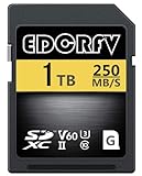 High Performance EDCRFV SD-Karte 1TB 1024GB SDXC Memory Card UHS-II U3 C10 V60, Speed Up to 250MB/s für Filmmakers, Photographers & Vloggers (1TB-250MB)