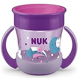 NUK Mini Magic Cup Trinklernbecher mit Leuchteffekt | 6+ Monate | 160 ml | auslaufsicherer 360°-Trinkrand | ergonomische Griffe | BPA-frei | Lila