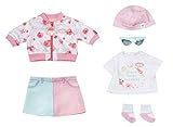 Zapf Creation 705957 Baby Annabell Deluxe Frühling 43 cm - Puppenkleidung Set bestehend aus rosa Puppenjacke, Rock, Mütze, weißem Shirt, Sonnenbrille und Socken