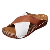 CUTeFiorino Sandalen Damen Bequeme Orthopädische Sandalen Freizeit Plateau Rutschfeste Sandaletten Rutsche Sport Slipper Mode Colorblock Römersandalen Casual Keilabsatz S