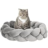 PawHut Katzenbett waschbar, Hundebett, Hundekissen, Haustierbett, Katzenschlafplatz, Tiermatte, Hundesofa, Donut Kissen für kleine Hunde und Kätzchen, Samt, Ø55 x 14 cm, G