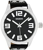 Oozoo XXL Armbanduhr Basic Line mit Lederband 52 MM Schwarz/Schwarz C1004