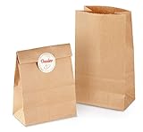 Papiertüten Tütchen braune Papier-Beutel mit Boden Mini Geschenktüten 70 gr./m² Kraftpapier Tüten für Geschenktüten Ostertüten Brote Keks verpacken (16 * 9 * 5.5cm Braune)