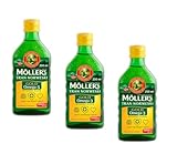 3 x 250ml Möller's Omega 3 Lebertran Öl | Nordic Nahrungsergänzung mit EPA, DHA, Vitamin A, D, E | Superior Taste Award | Hochreiner natürlicher Lebertran | Zitrone | 3 x 250 ML