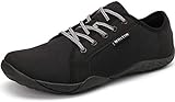 WHITIN Herren Canvas Sneaker Barfussschuhe Traillaufschuh Barfuss Schuhe Barfußschuhe Barfuß Barfußschuh Minimalistische Laufschuhe Trekkingschuhe für Männer Zehenschuhe Schwarz gr 43 EU