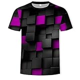 ASHGNV Karierter Block Men's T-Shirt 3D Printed Pattern Quick Dry Casual Summer T Shirts Novelty Short Sleeve T-Shirt-4XL
