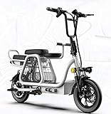XJYXH DREI-Personen-Elektroroller, 12-Zoll-Run-Flache Reifen, LCD Anzeige, DREI Leistungsmodi, elektrisches Fahrrad mit Kindersitz, Lagerkorb (Color : -, Size : -)