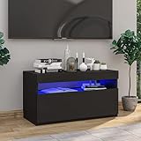 Iiaky TV-Schrank mit LED-Leuchten Schwarz 75x35x40 cm Furniture Lowboard Unterschrank Fernsehschrank TV Board Sideboard HiFi-T