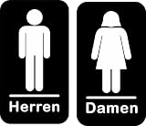 Toiletten Aufkleber Set 'WC Damen Herren' – Ø 150x80 mm, selbstklebende Folie, witterungs- und UV-beständig für Innen und Auß