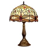 Europäische Tiffany Style Tischlampe,12 Zoll Libelle Glasmalerei Lampenschirm Schreibtischlampe,Nachttischlampe Vintage Kunst Handwerk Geschenke