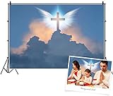 YongFoto 3 x 2 m Jesuskreuz Sonnenschein Hintergrund Christliche Hintergründe für Fotografie Engelsflügel Hintergrund Wolken Fotografie Hintergrund Heiliges Licht Ostern Christliche Bilder
