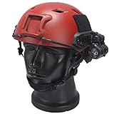 WLXW BJ Tactical Fast Helm, Mit Airsoft-Brille, Taschenlampe Und Halterung, Für Männer, Multicam, Militär, Sport, Paintball, Jagdschießen,Rot,A
