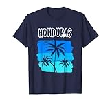 Honduras Urlaubs-Souvenir Retro Blau Palmen Kreuzfahrt Stop T-Shirt