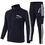 XPRINT Männer Frauen Unisex Sport Trainingsanzüge 3D-Druck für Jaguar Sweatshirt Zweiteilige Outfits Langarm Pullover Sweatshirt + Jogginghose Set(Color:Navy Blue,Size:XXXL)