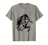 Wilder Hengst wildes Pferd aufbäumend Reiterin Reiter Pferde T-Shirt