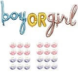 Boy OR Girl Baby Folienballons mit 120 Stück Boy Girl Aufklebern, Gender Reveal Party Dekorationen Ballon Hintergrund für Babyparty Dekorationen