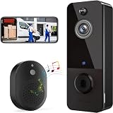 Video Türklingel mit Kamera 1080P HD Kabellose Video Doorbell mit Gong,Smarte Türklingel mit Akku, PIR Personenerkennung, Nachtsicht, 2-Wege-Audio großer Blickwinkel Sichere Cloud Speicherung