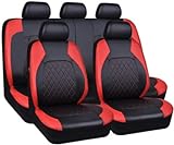 ORAWLE Auto Sitzbezüge Universal Full Set Zubehör für DS Tous Les modèles DS Ds3 Ds4 Ds6 Ds4S Ds5 Autozubehör: schwarz rot