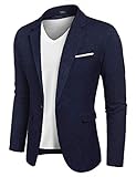 COOFANDY Herren Blazer Slim Fit Jacket with Front Pocket Sporty Jacket Leisure Suit Navy Blau XX-Large