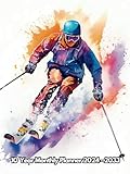 Watercolor Skiing 10 Year Monthly Planner 2024-2033: Large 120 Month Calendar | Sunday to Saturday with USA Federal Holidays | For Back To School, ... Winter Sport Lovers | 8.5 x 11 Inches | v6
