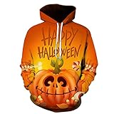 QTJY Halloween Smiley Kürbis 3D Druck Hoodie Sweatshirt, Mode Pullover Pullover Jacke für Männer und Frauen I 5XL