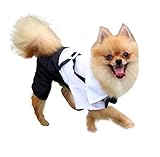 QiCheng & LYS Hundekleidung kleine hundestilvolle Anzug Fliege Kostüm, Hochzeit Shirt formalen Smoking mit schwarzer Krawatte Anzug (S)