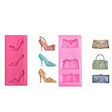 Fondantformen, weich, für Schokolade, Süßigkeiten, Zucker, Basteln, Kuchendekoration, Cupcakes, Highheels, Schuhbeutel, Ton, wiederverwendb