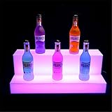 LED Spirituosenregal, 2 stufiges Bar Flaschendisplay Buntes Lichtbar Regal, LED Farben & Lichteffekte, Beleuchtete Spirituosenregale mit Fernbedienung