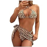 AFFGEQA Damen Badeanzug Bikini Sets Frauen Split Badeanzug Mode Sexy Hohe Taille Leopard Strand Bikini Bademode Beachwear