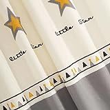 BSDIHRIWEJFHSIE Gelbe und graue Stichstickerei Sternvorhänge Fenstervorhänge Verdunkelungsvorhang für Kinder Wohnzimmer drapieren Stoff -Sterntuch,b300cm x h260cm,Haken