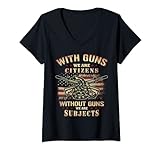 Damen Waffenwaffe Arm Amendment Military Armed Soldat Gun Nerf T-Shirt mit V-Ausschnitt