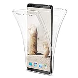 NALIA 360 Grad Handyhülle kompatibel mit Samsung Galaxy Note 8, Full Cover vorne hinten Doppel-Schutz, Dünnes Ganzkörper Case Silikon Etui Transparenter Displayschutz & Rückseite, Farbe:Transparent