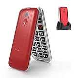 3G Seniorenhandy ohne Vertrag, Großtasten klapphandy tastenhandy,Rentner Handy mit Tasten Notruffunktion,Dual-SIM 2.8 Zoll Display(Rot)