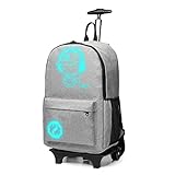 KONO Handgepäck Rucksack Tasche mit Rollen Business Trolley Reisetasche für Laptop Polyester (Grau-Upgrade)