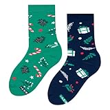 ZOOKSY - Lustige Bunte Socken (1 Paar) I Kinder Weihnachtssocken für Jungen und Mädchen I Funny Socks I Verrückte Kindersocken mit Baumwolle I Bunt Motiv Socken I Große: 30-35 - Geschenk M