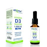 Aportha Vitamin D3 1000 I.E pro Tropfen 50ml - Nahrungsergänzungsmittel mit Vitamin D - Für Vegetarier geeignet