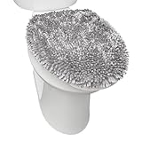 SoHome Spa Step Luxus Plüsch Chenille Shag Maschinenwaschbar Ultra Soft Standard Toilettendeckel Bezug 47 x 49,8 cm Hellg