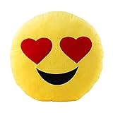 Ducomi Kissen Emoji Emoticon Smiley und Poo - weiches Kissen 30 cm, Gadget Geburtstagsgeschenk - Dekorative Partykissen (Heart Shaped Eyes)