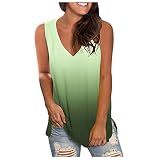 Fcostume Tie-Dye Tank Top Damen V-Ausschnitt T Shirt Oberteile Weste Ärmelloses lose Crop Tops T-Shirt Cami Crop Top Blusen Tunika Tanktop
